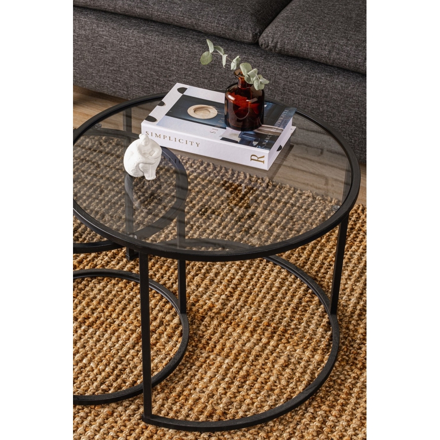 KIT 2x Soffbord TOKYO diameter 42/60 cm svart