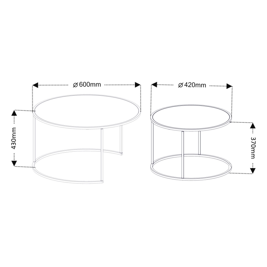 KIT 2x Soffbord TOKYO diameter 42/60 cm svart