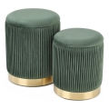 KIT 2x Taburett MONTY diameter 36/44 cm grön/guld