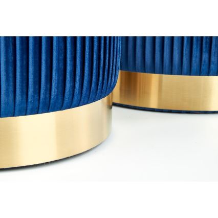 KIT 2x Taburett MONTY diameter 36/66 cm blå/guld