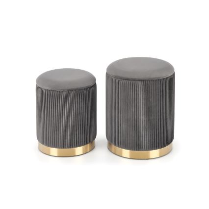 KIT 2x Taburett MONTY diameter 36/66 cm grå/guld