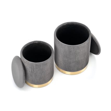 KIT 2x Taburett MONTY diameter 36/66 cm grå/guld