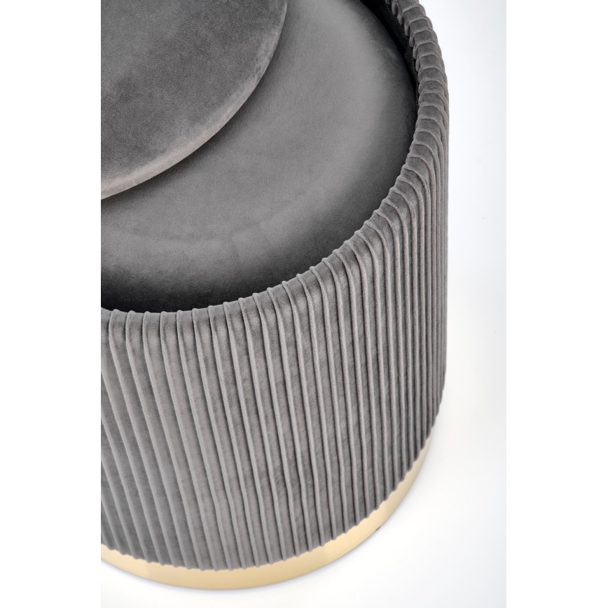 KIT 2x Taburett MONTY diameter 36/66 cm grå/guld