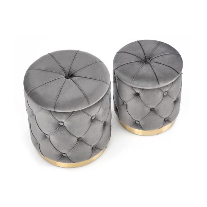 KIT 2x Taburett POLLY diameter 40/44 cm grå/guld