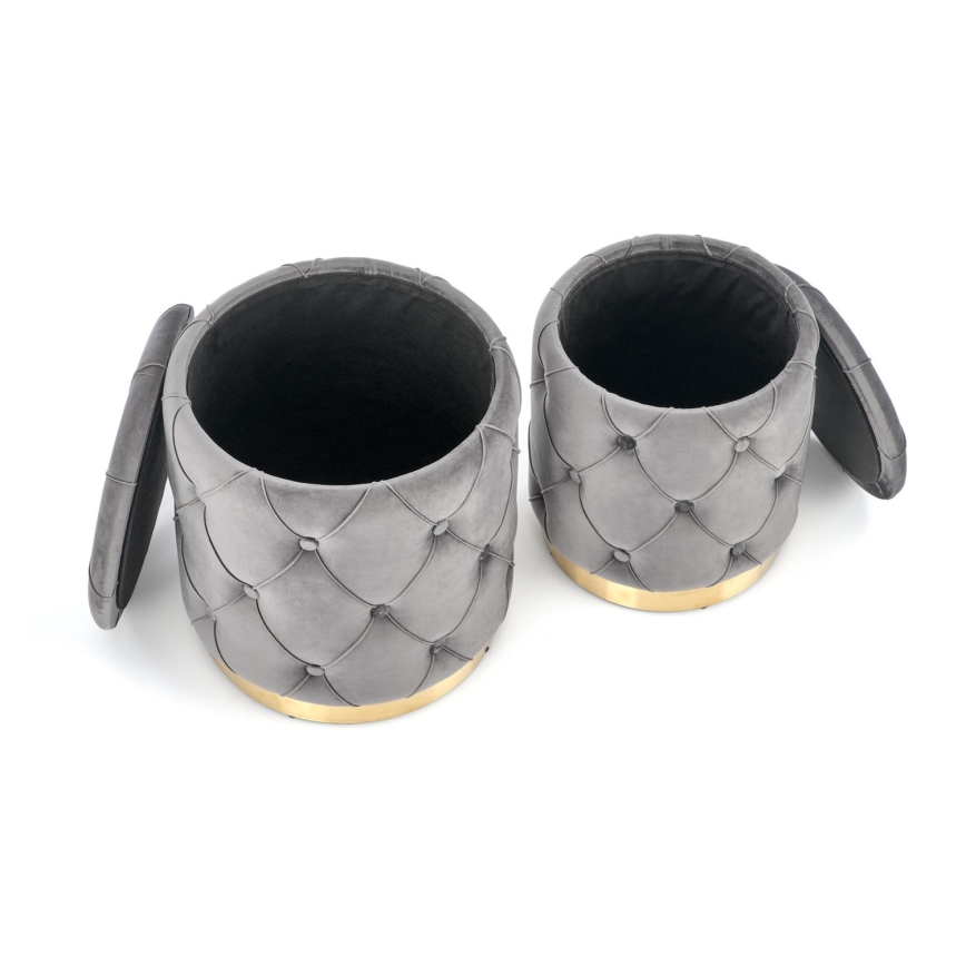 KIT 2x Taburett POLLY diameter 40/44 cm grå/guld