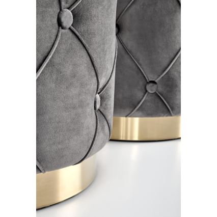 KIT 2x Taburett POLLY diameter 40/44 cm grå/guld