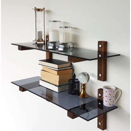 KIT 2x Vägghylla 25x85 cm tall/svart