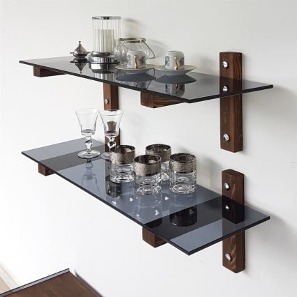 KIT 2x Vägghylla 25x85 cm tall/svart