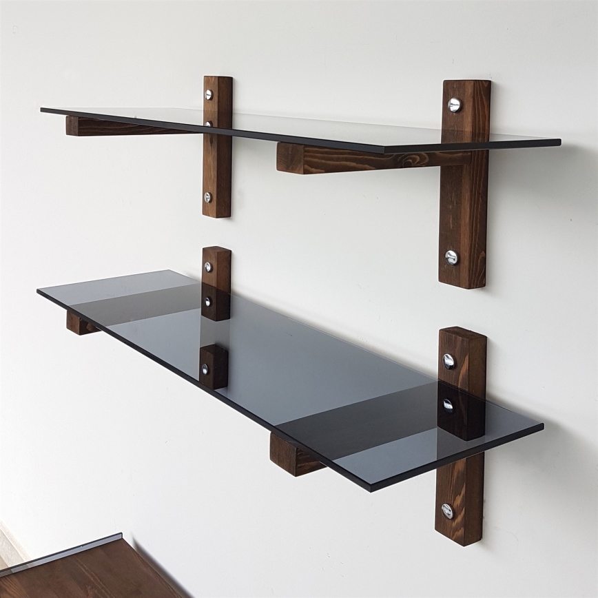 KIT 2x Vägghylla 25x85 cm tall/svart