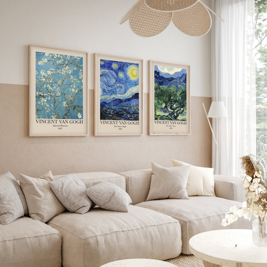 KIT 3x Bild i fotoram 50x70 cm Vincent van Gogh