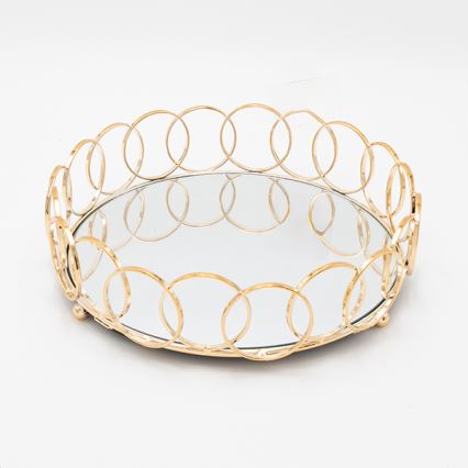 KIT 3x Dekorativt bricka diameter 27/33/37 cm guld