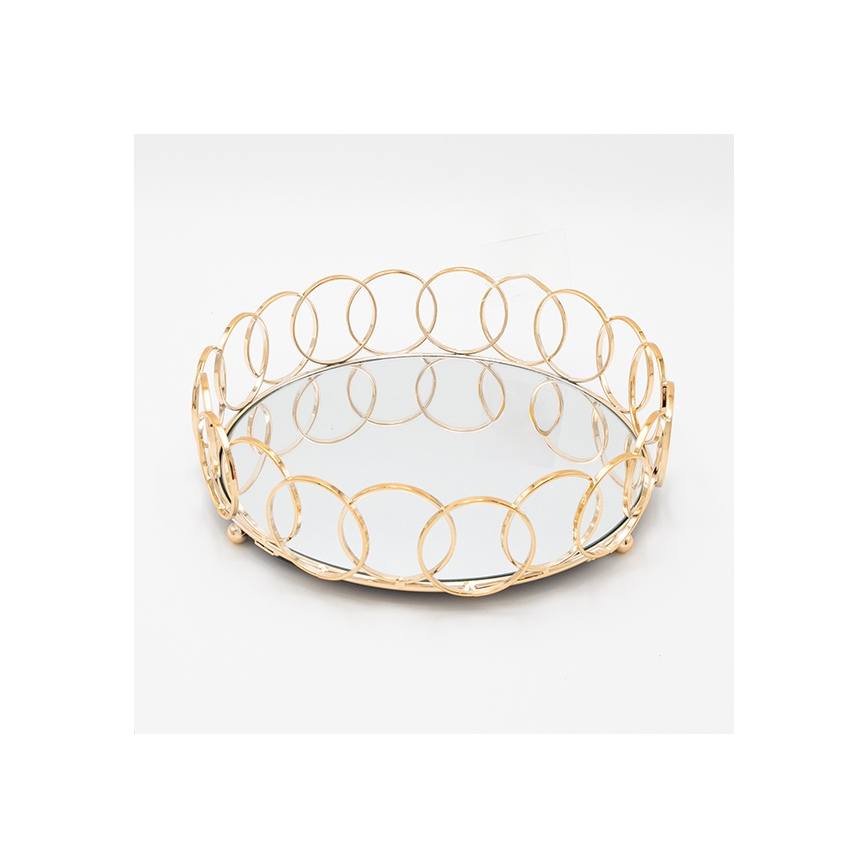 KIT 3x Dekorativt bricka diameter 27/33/37 cm guld