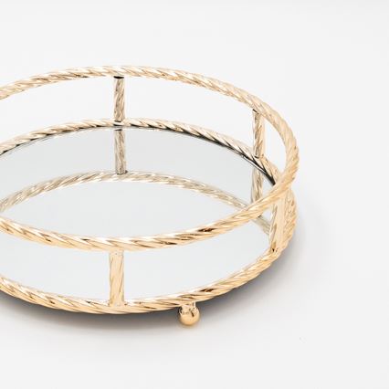 KIT 3x Dekorativt bricka diameter 27/33/37 cm guld