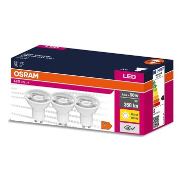 KIT 3x LED glödlampa PAR16 GU10/4,5W/230V 2700K - Osram