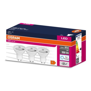 KIT 3x LED glödlampa PAR16 GU10/4,5W/230V 6500K 120° - Osram