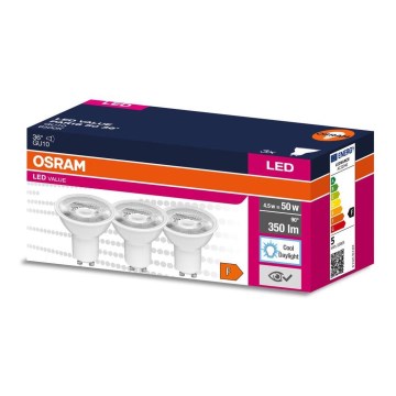 KIT 3x LED glödlampa PAR16 GU10/4,5W/230V 6500K 36° - Osram