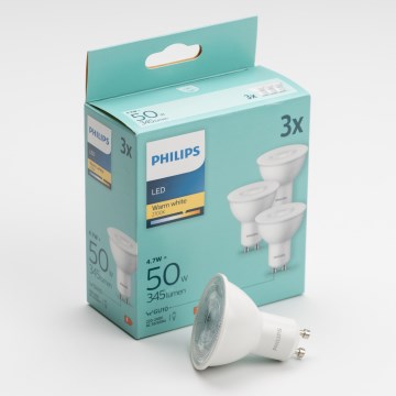 KIT 3x LED glödlampa Philips GU10/4,7W/230V 2700K