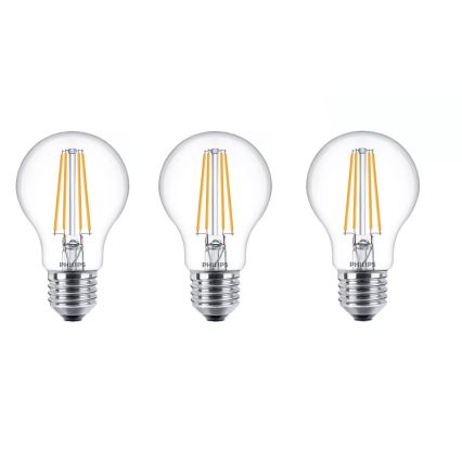 KIT 3x LED glödlampa VINTAGE Philips A60 E27/7W/230V 2700K