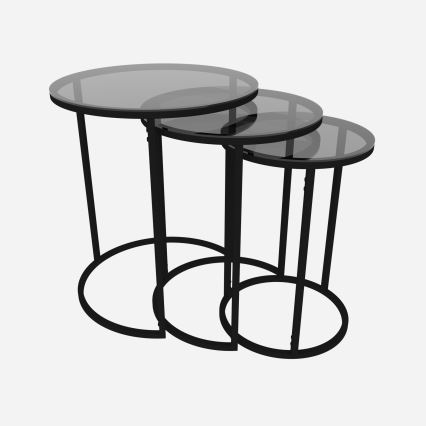 KIT 3x Sidobord ALYA diameter 34/42/50 cm svart