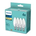 KIT 4x LED glödlampa Philips B35 E14/5W/230V 2700K