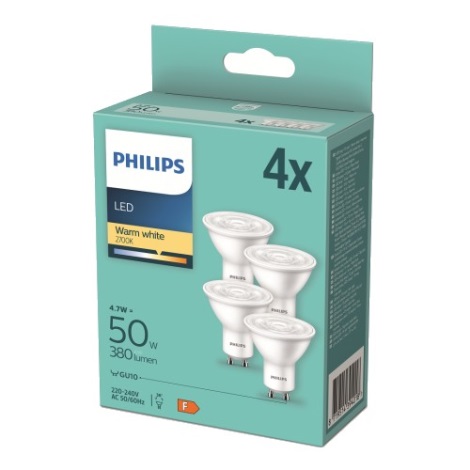 KIT 4x LED glödlampa Philips GU10/4,7W/230V 2700K