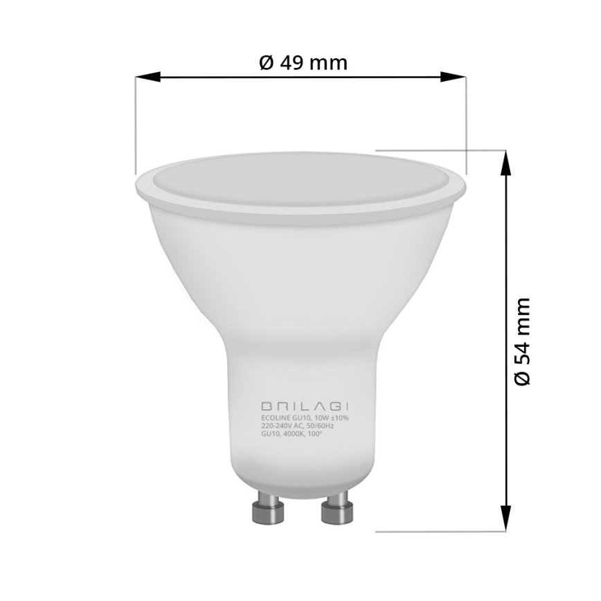 KIT 6x LED glödlampa ECOLINE GU10/6W/230V 4000K - Brilagi