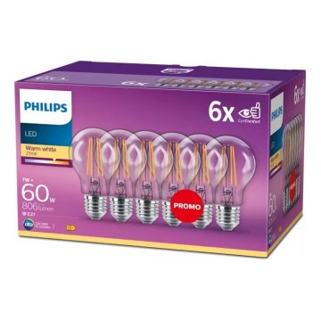 KIT 6x LED glödlampa VINTAGE Philips E27/7W/230V 2700K