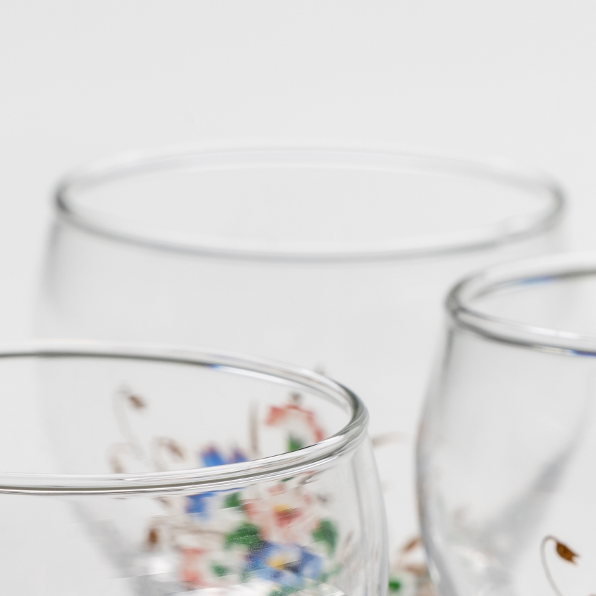 Kit 6x likörglas genomskinlig - blomma pattern nr. 3