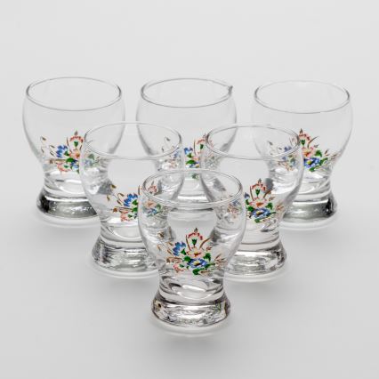 Kit 6x likörglas genomskinlig - blomma pattern nr. 3