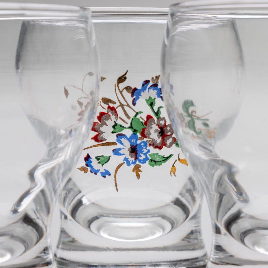 Kit 6x likörglas genomskinlig - blomma pattern nr. 4