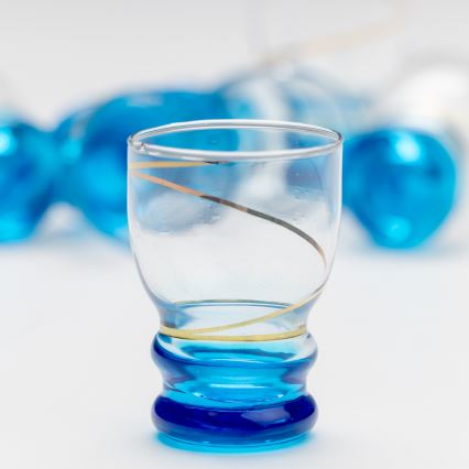 Kit 6x snappsglas genomskinlig blå