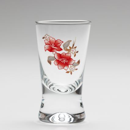 Kit 6x snappsglas genomskinlig med bukettmotiv nr. 2