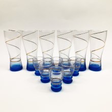 Kit 6x större glas och 6x mindre glas blå