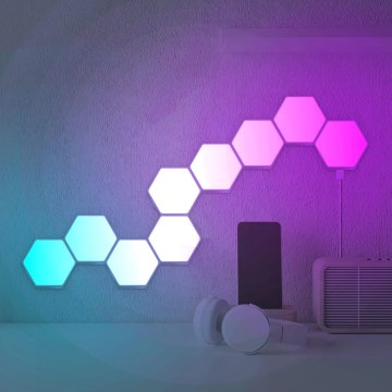 KIT 9x LED RGBW Ljusreglerad vägg dekorativ belysning MAYA LED/1W/230V + fjärrkontroll