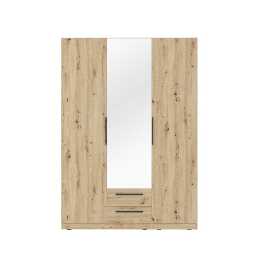 Klädskåp med spegel MARO 150x213 cm, Artisan-ek