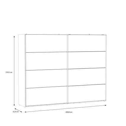 Klädskåp med spegel OREN 270x210 cm, artisan-ek