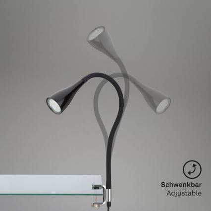 Klämlampa 1xGU10/3W/230V svart