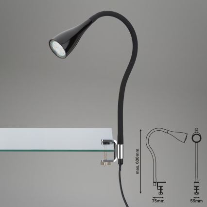 Klämlampa 1xGU10/3W/230V svart