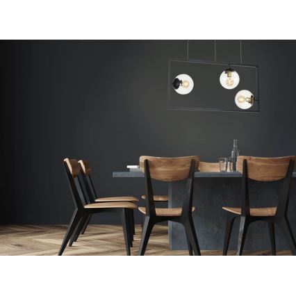 Ljuskrona med upphängningsrem REY 3xE27/7W/230V svart