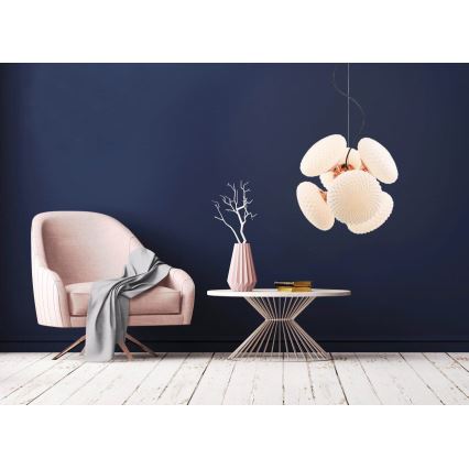 Ljuskrona med upphängningsrem STELLAR 6xG9/4W/230V rose gold