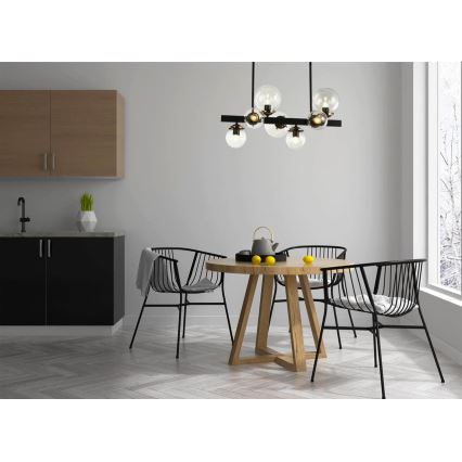 Pendelkrona HYPERION 7xE27/7W/230V svart/genomskinlig