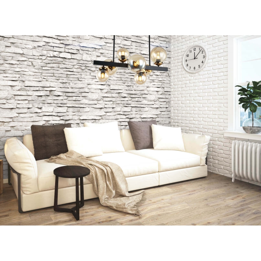 Pendelkrona HYPERION 7xE27/7W/230V svart/beige