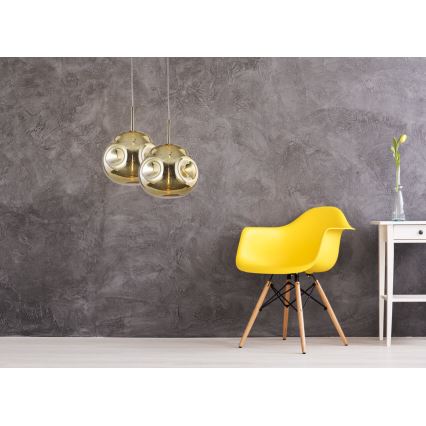 Ljuskrona med upphängningsrem VITRO 1xE27/10W/230V diameter 35 cm gyllene