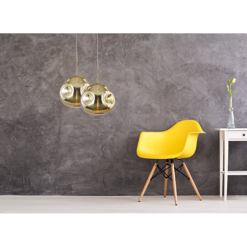 Ljuskrona med upphängningsrem VITRO 1xE27/10W/230V diameter 35 cm gyllene