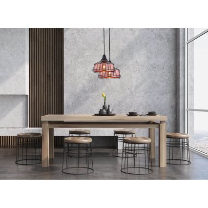 Ljuskrona med upphängningsrem FACTORY 1xE27/11W/230V ros guld/svart