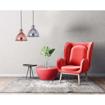 Ljuskrona med upphängningsrem CREATE 1xE27/11W/230V grå