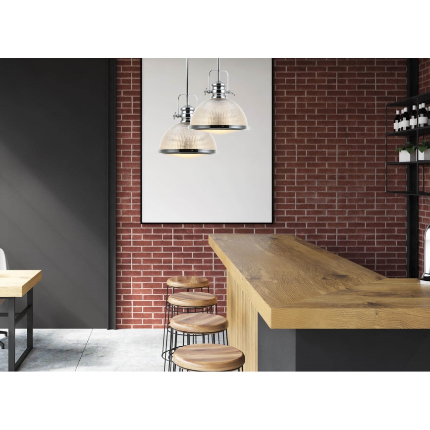 Pendelkrona THOR 1xE27/11W/230V skinande krom