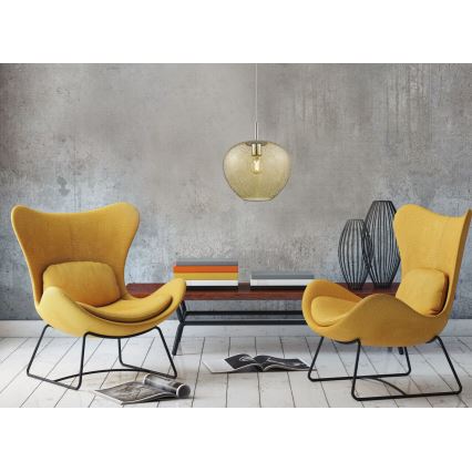 Ljuskrona med upphängningsrem RAIN 1xE27/11W/230V gyllene