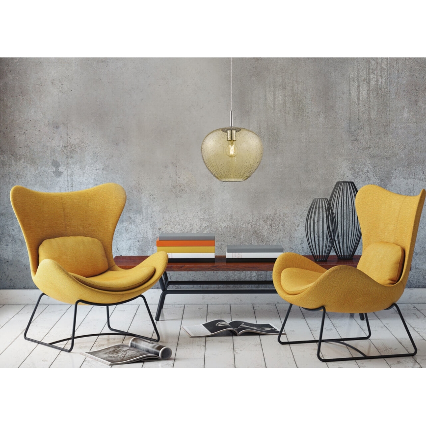 Ljuskrona med upphängningsrem RAIN 1xE27/11W/230V gyllene