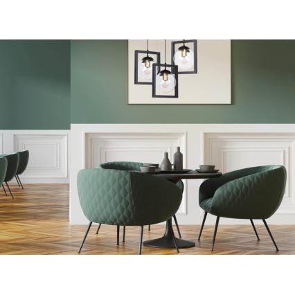 Ljuskrona med upphängningsrem REY 1xE27/7W/230V svart